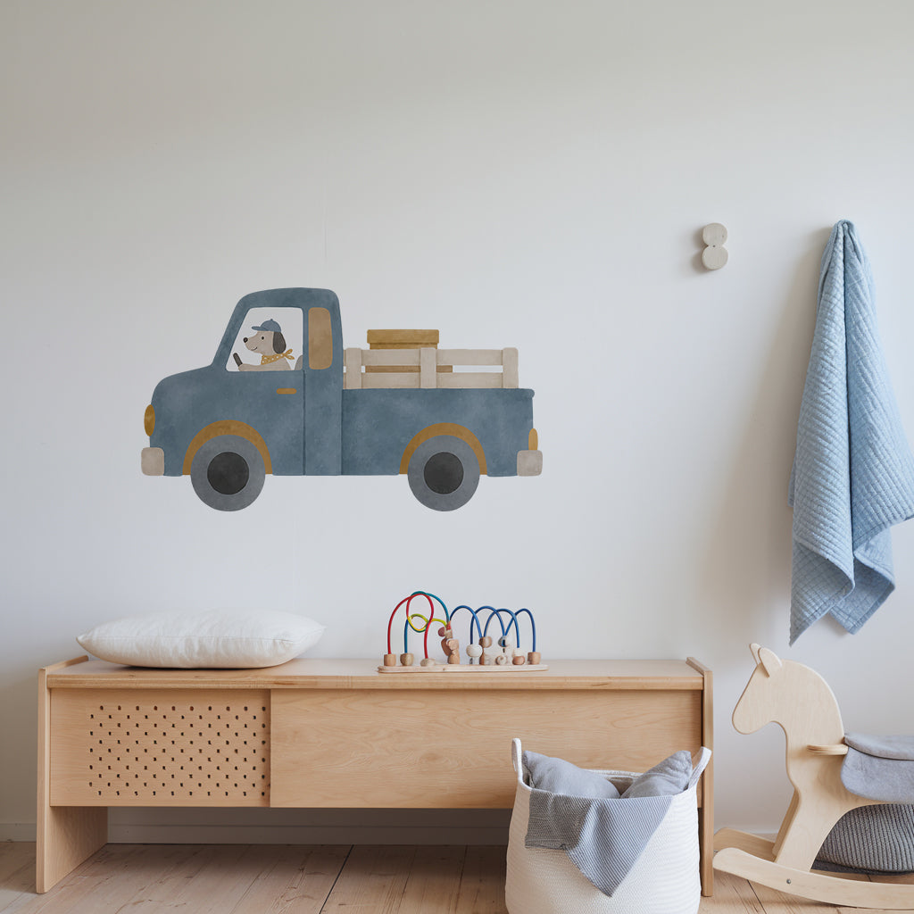 Little Blue Adventure Truck Nursery Wall Sticker
