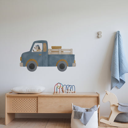 Little Blue Adventure Truck Nursery Wall Sticker