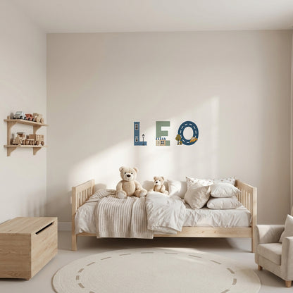 Little Town Transport Personalised Names Nursery Wall Stickers