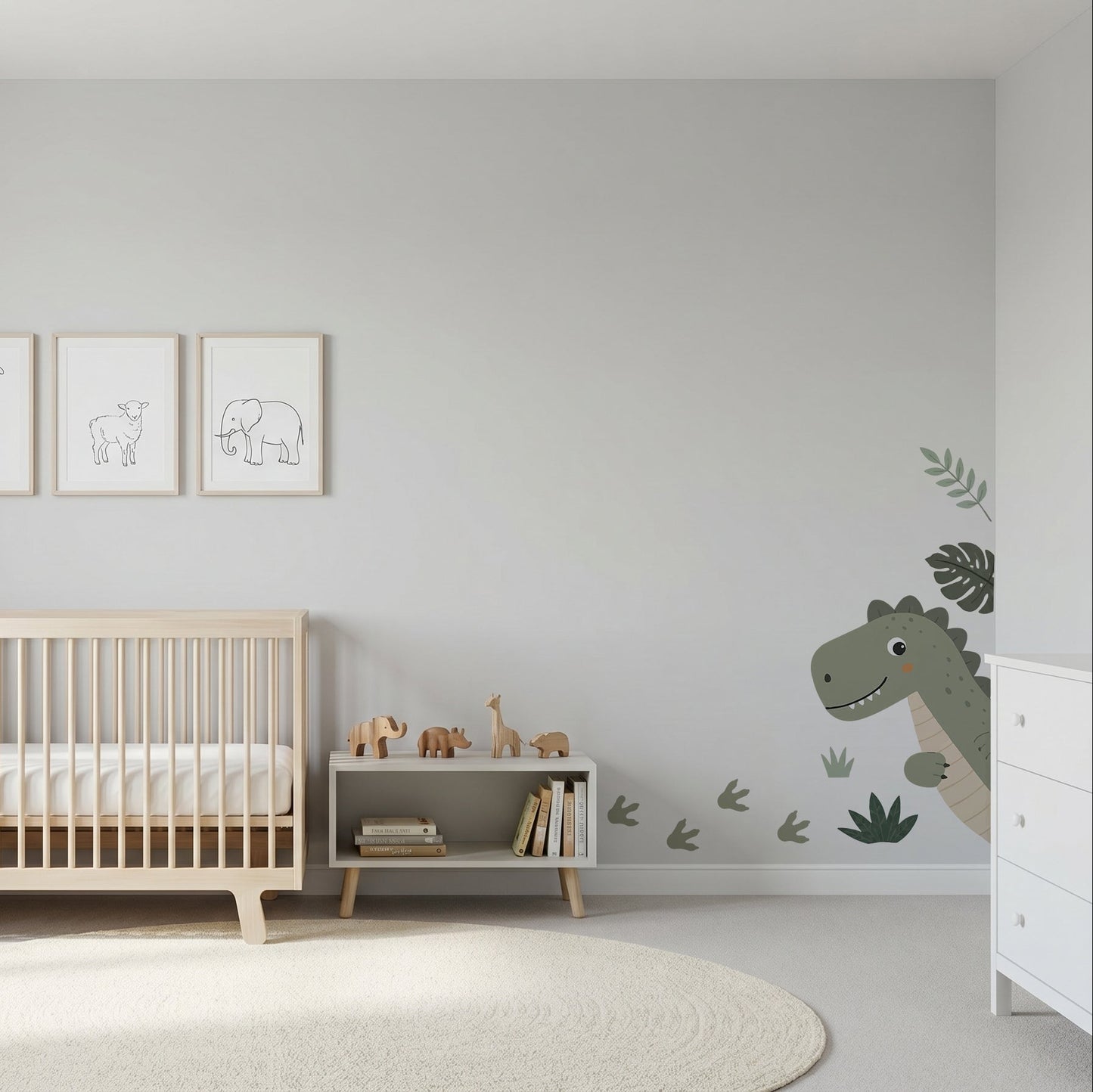 Peeking Dinosaur Nursery Wall Sticker