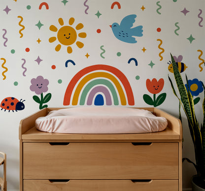 Happy Days Rainbow & Garden Nursery Wall Stickers