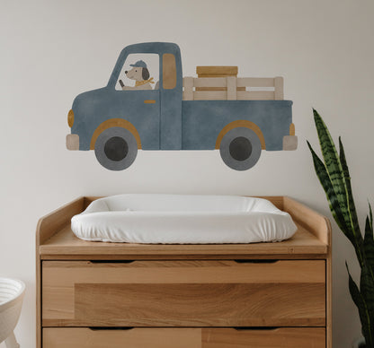 Little Blue Adventure Truck Nursery Wall Sticker
