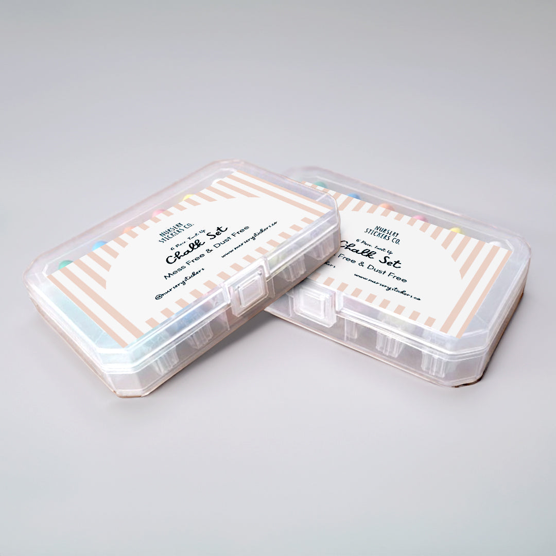 Close-up of Nursery Stickers’ Twist Up Chalks showing easy-grip design and vibrant chalk tips for mess-free drawing