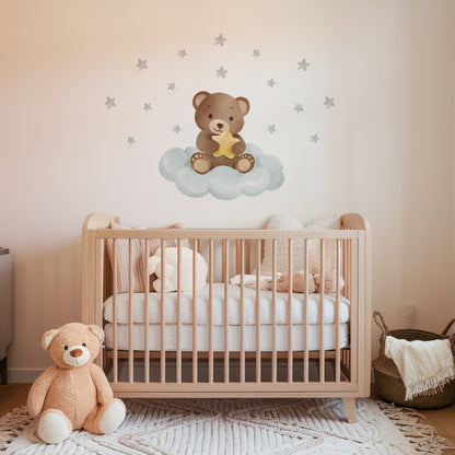 Sweet Bear on Clouds Nursery Wall Sticker