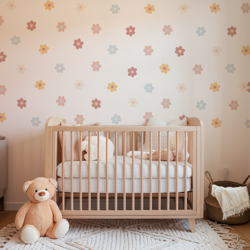 Colourful Daisy Flowers Nursery Wall Stickers