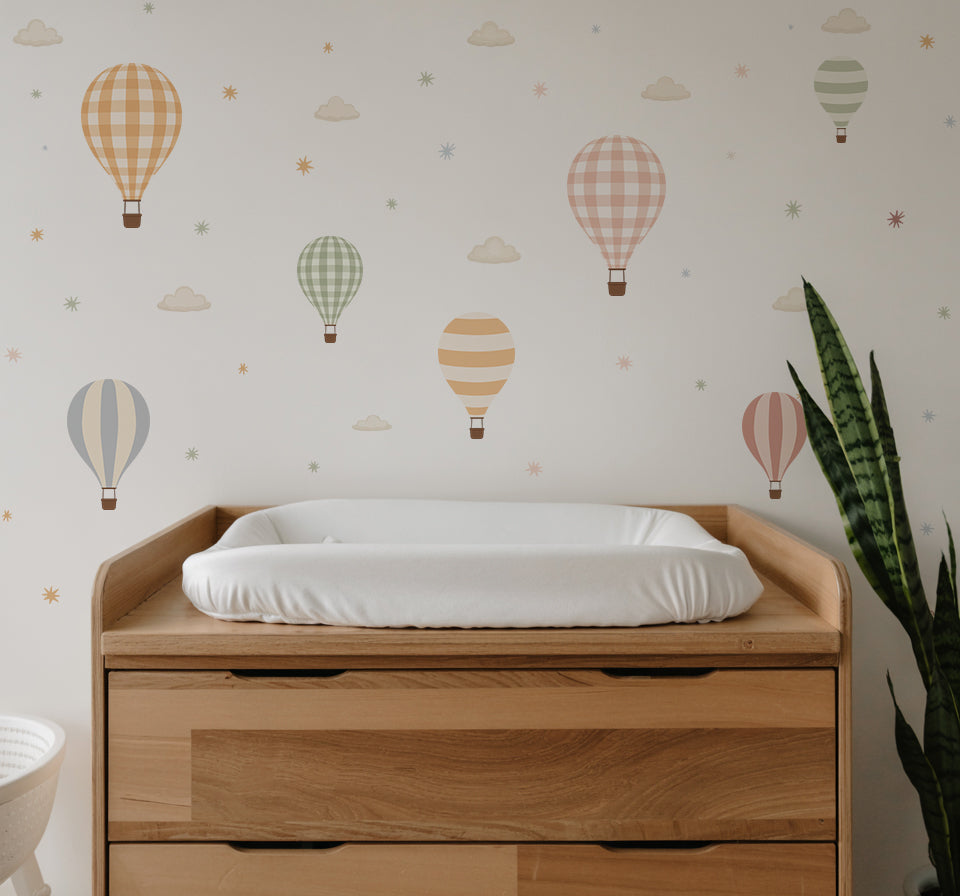 Soft Sky Hot Air Balloon Set Wall Stickers