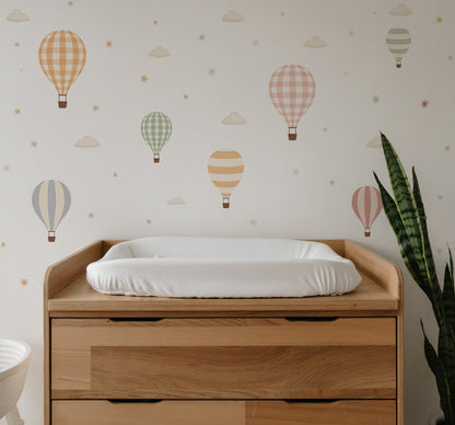 Soft Sky Hot Air Balloon Set Wall Stickers