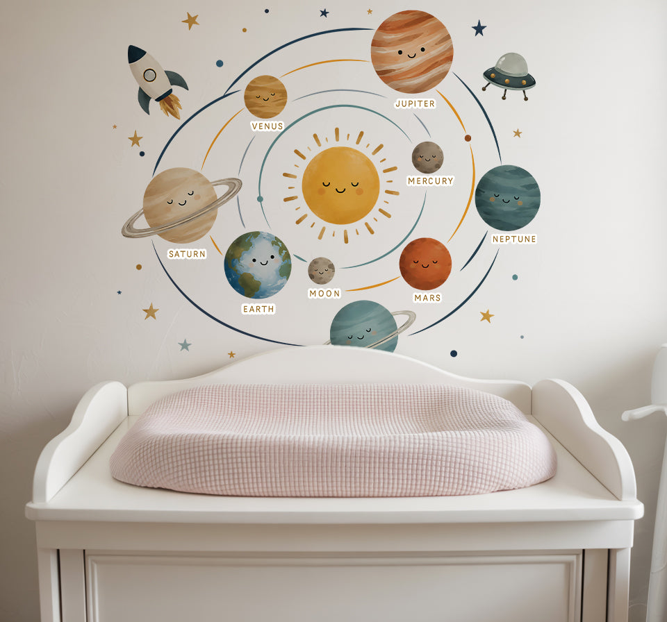 Watercolour Solar System Nursery Wall Stickers