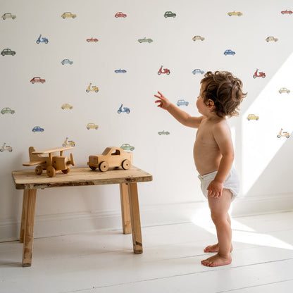 Vintage Cars & Scooters Nursery Wall Stickers - Nursery Stickers