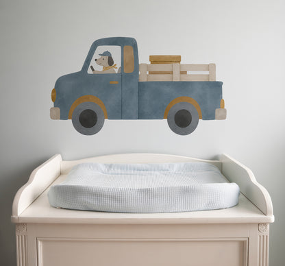 Little Blue Adventure Truck Nursery Wall Sticker