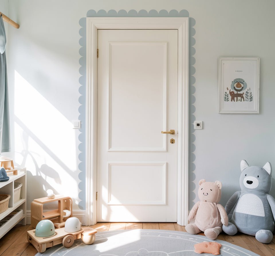 Block Coloured Scalloped Border Decal Wall Sticker - Nursery Stickers