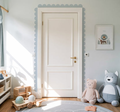 Block Coloured Scalloped Border Decal Wall Sticker - Nursery Stickers