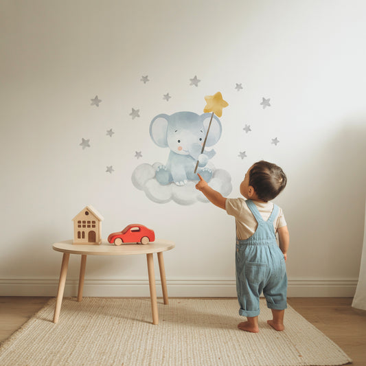Sweet Elephant on Clouds Nursery Wall Sticker