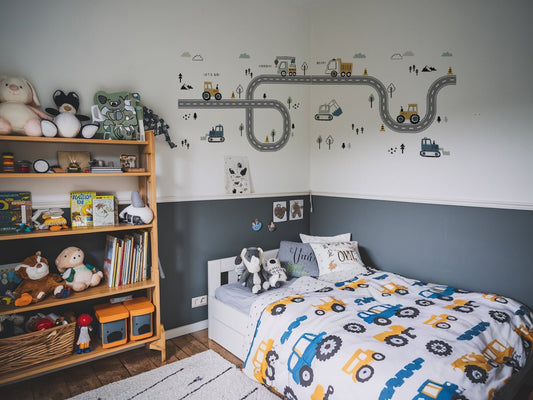 Truck, Tractor and Digger On The Road Nursery Wall Stickers - Nursery Stickers