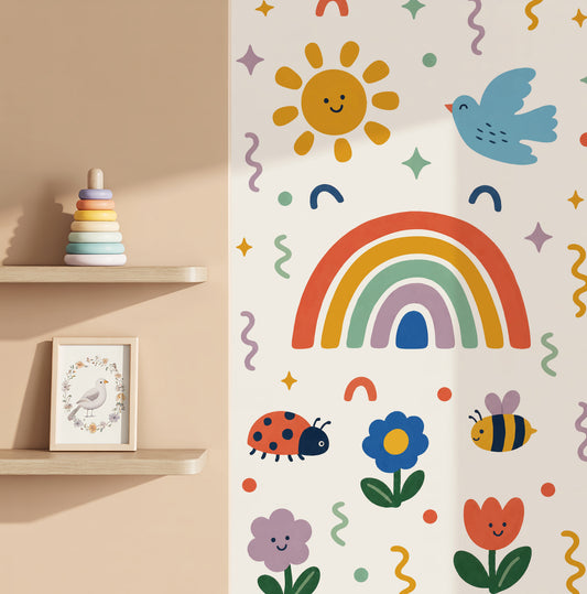 Happy Days Rainbow & Garden Nursery Wall Stickers