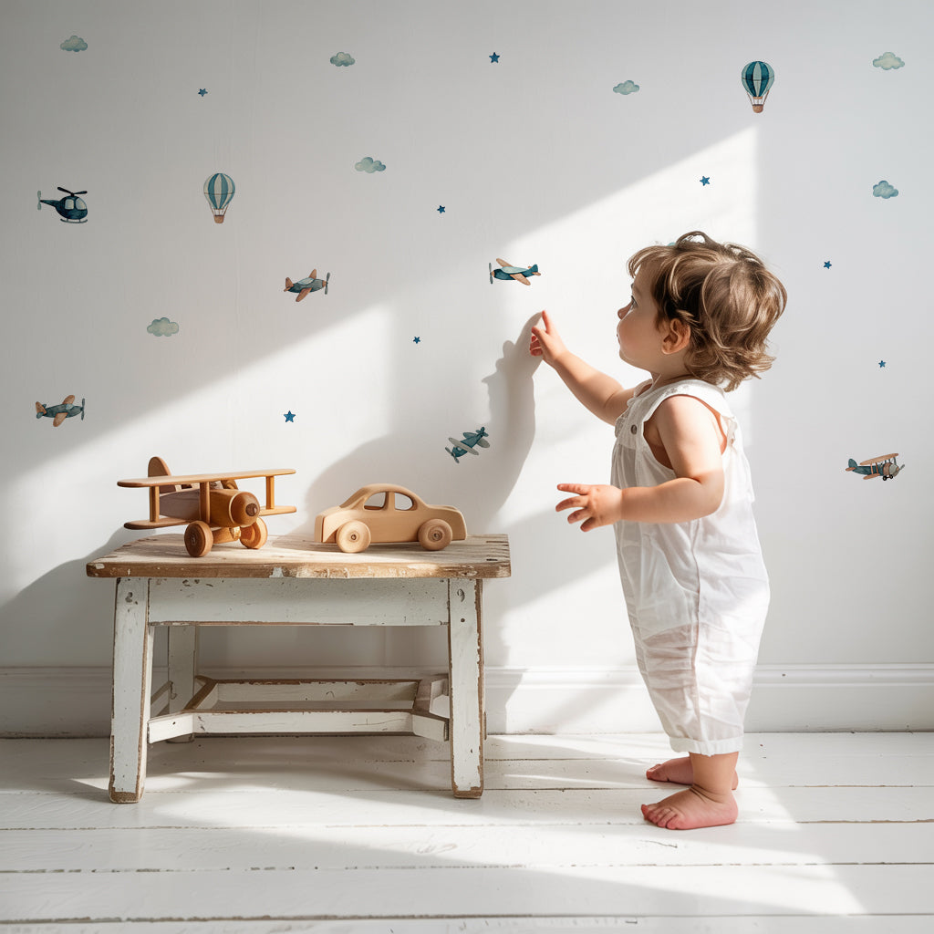 Airplane & Cloud Nursery Wall Stickers