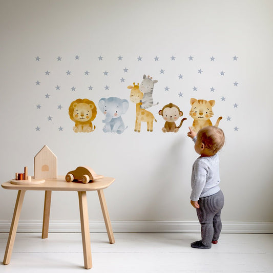 Safari Star Animal Friends Nursery Wall Stickers - Nursery Stickers