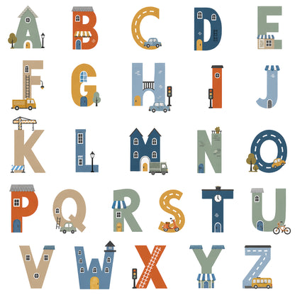 Little Town Transport Personalised Names Nursery Wall Stickers