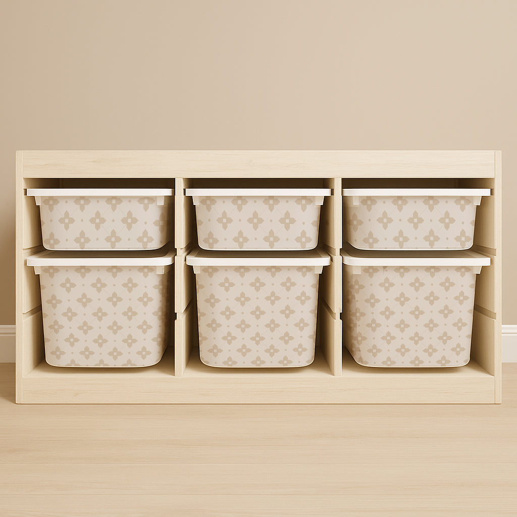 Vintage Linen Tile Stickers For Ikea Trofast Drawers