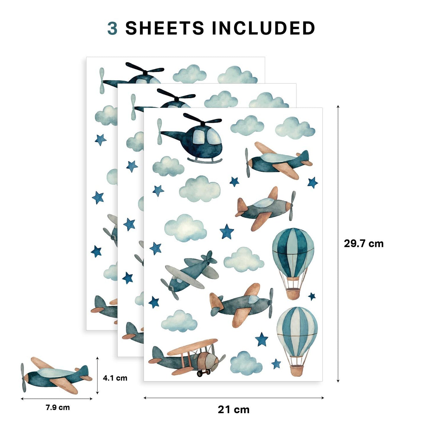 Airplane & Cloud Nursery Wall Stickers