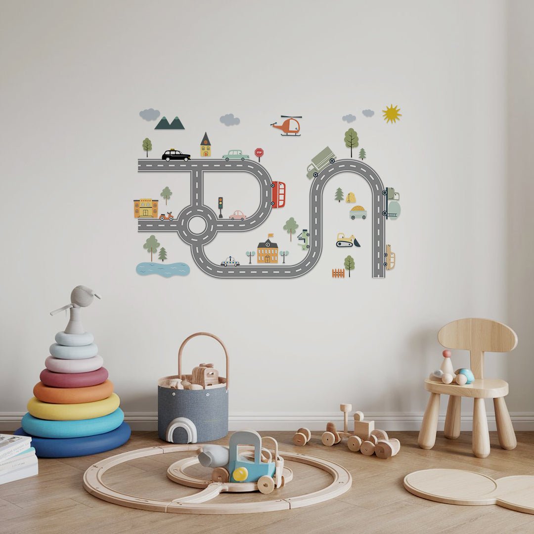 City Street Transport Vehicles Nursery Wall Stickers - Nursery Stickers