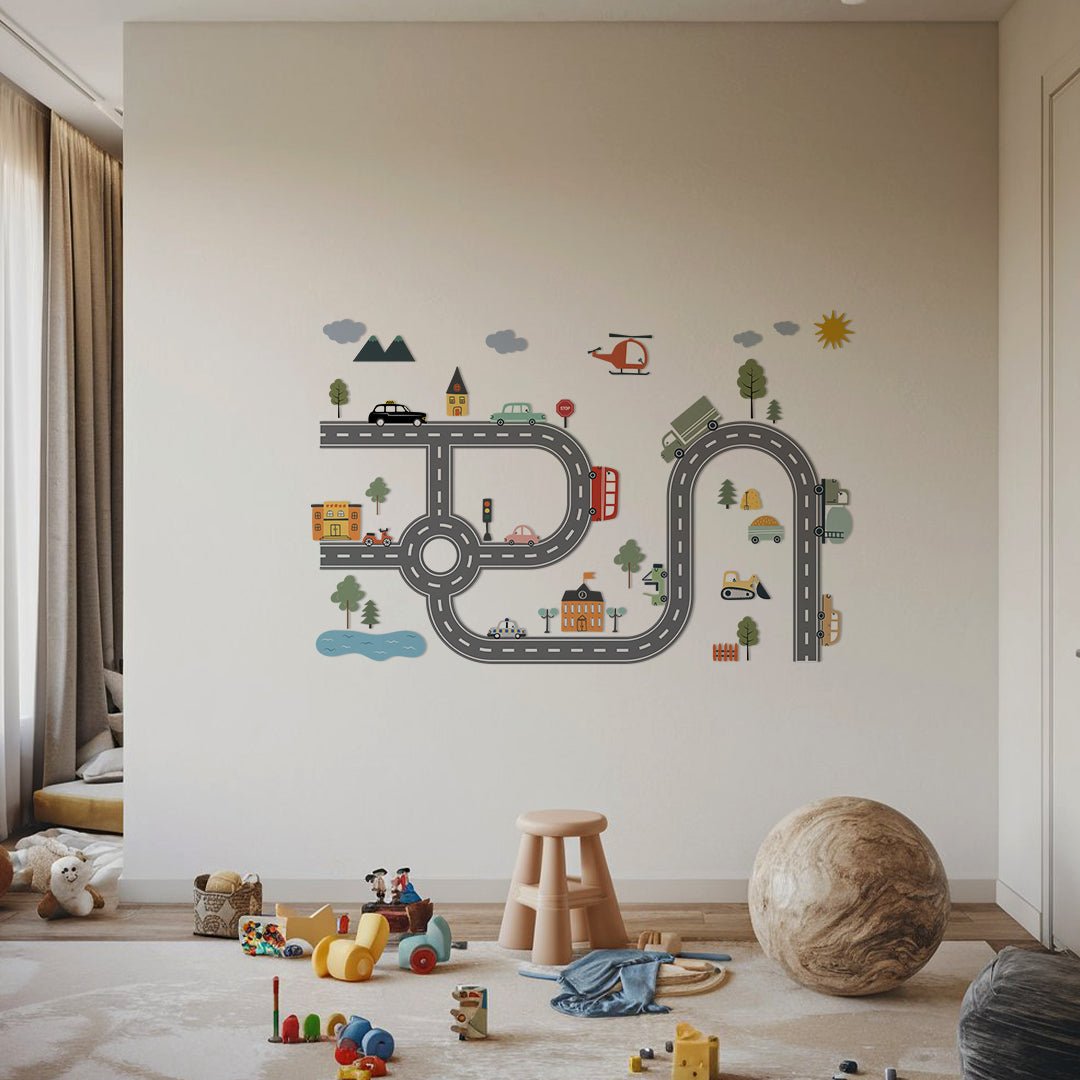 City Street Transport Vehicles Nursery Wall Stickers - Nursery Stickers