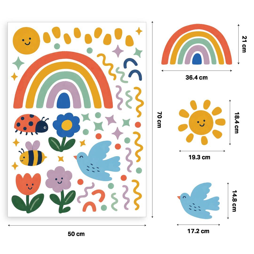 Happy Days Rainbow & Garden Nursery Wall Stickers