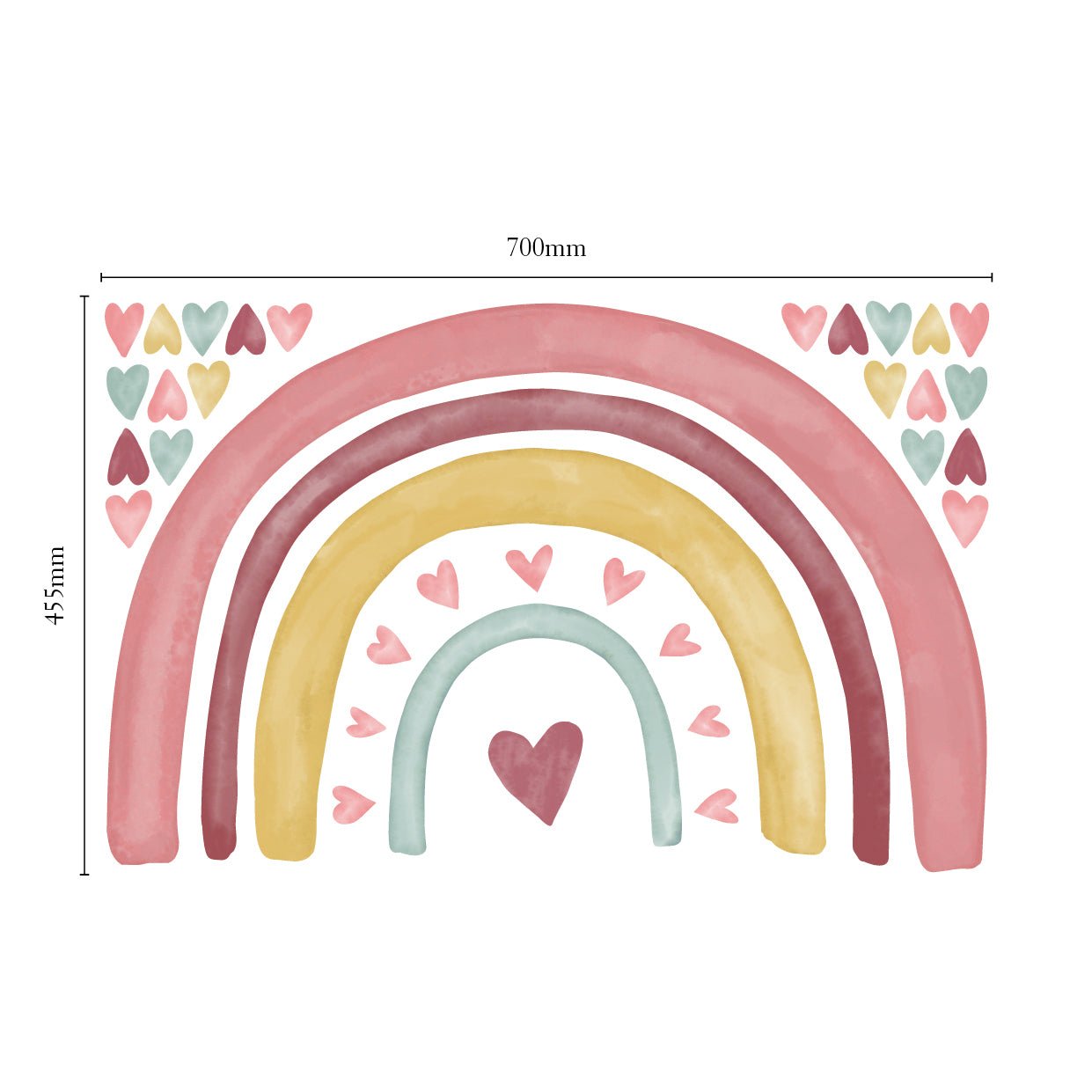 Loving Heart Rainbow Nursery Wall Sticker - WOVEN FABRIC - Nursery Stickers