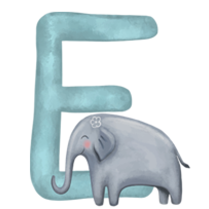 Letter E - Cartoon Animals