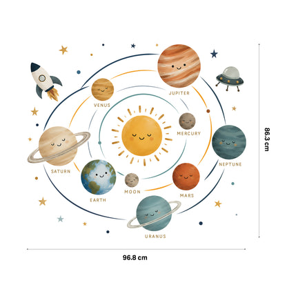 Watercolour Solar System Nursery Wall Stickers