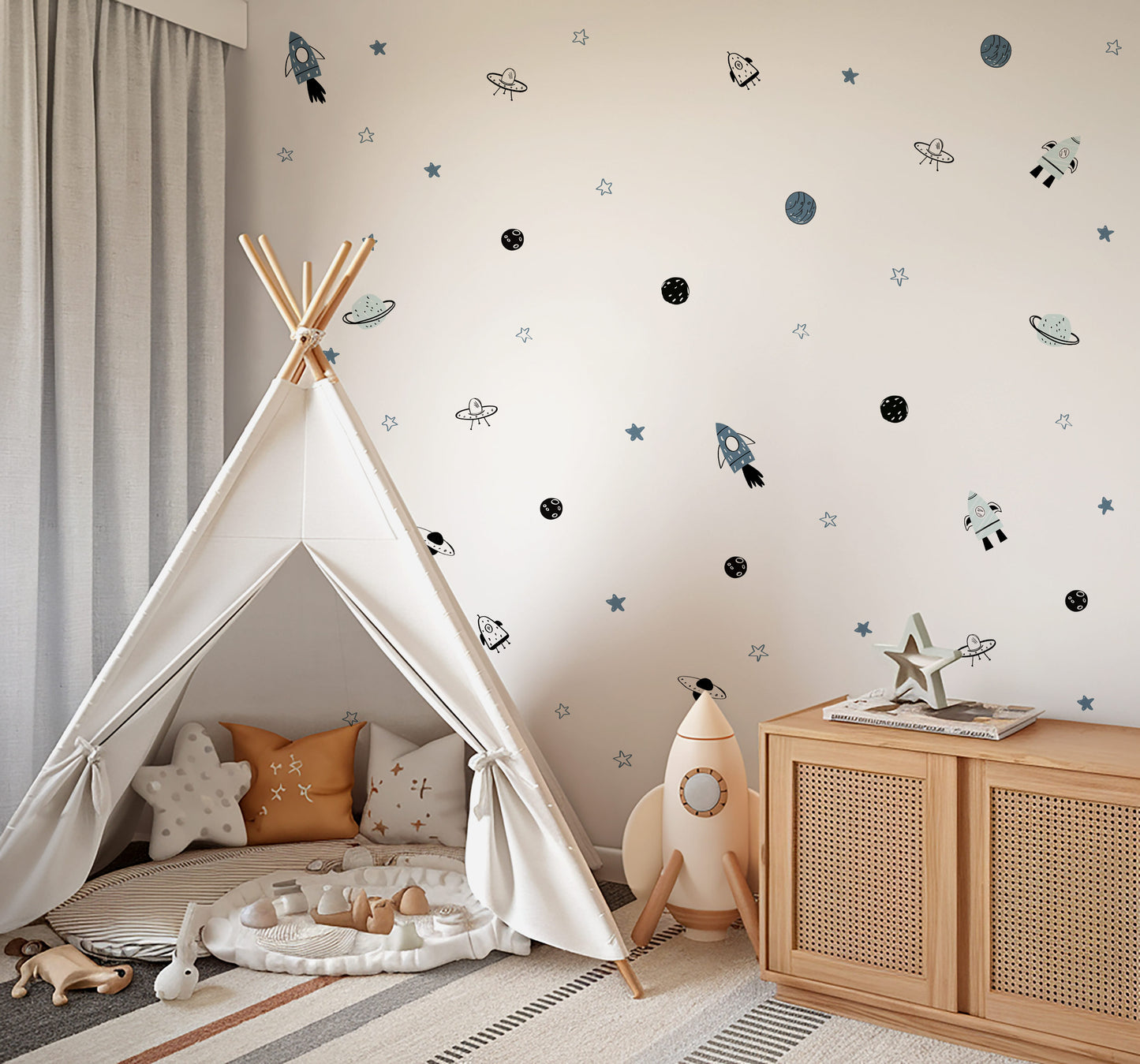 Rocket Dreams Space Nursery Wall Stickers - Nursery Stickers