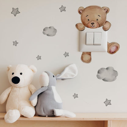 Teddy Bear Light Switch Wall Sticker - Nursery Stickers