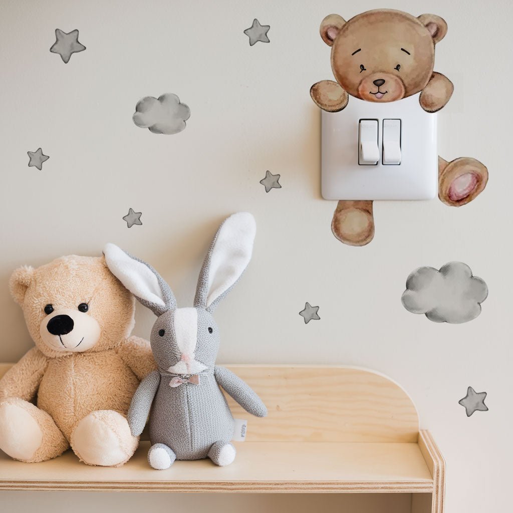 Teddy Bear Light Switch Wall Sticker - Nursery Stickers