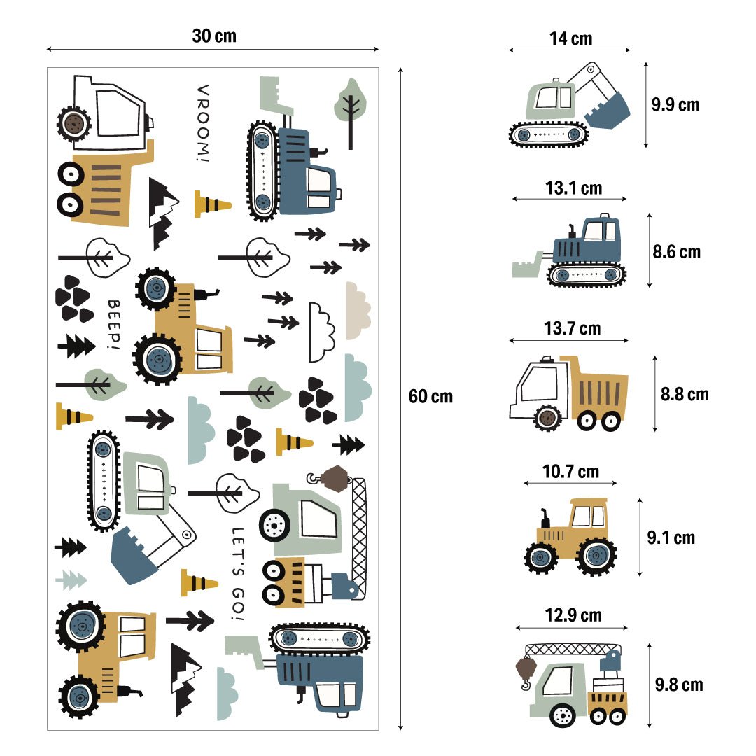 Truck, Tractor and Digger Nursery Wall Stickers - Nursery Stickers