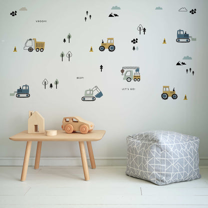 Truck, Tractor and Digger Nursery Wall Stickers - Nursery Stickers