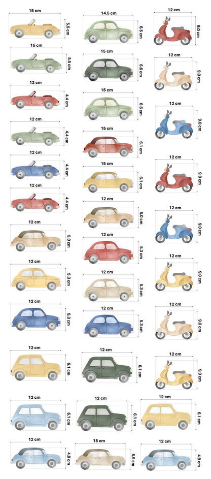 Vintage Cars & Scooters Nursery Wall Stickers - Nursery Stickers