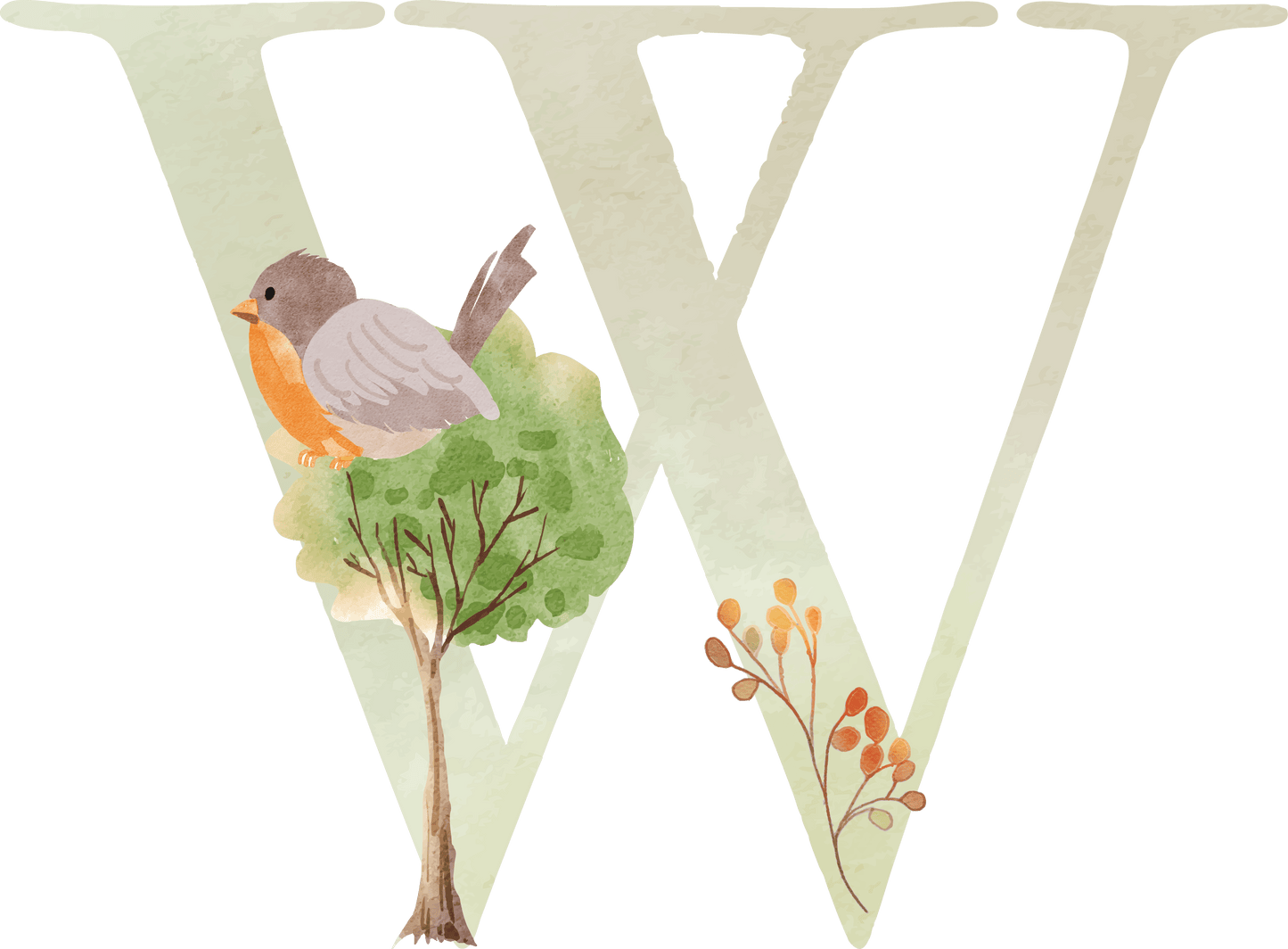 Letter W - Woodland - Nursery Stickers