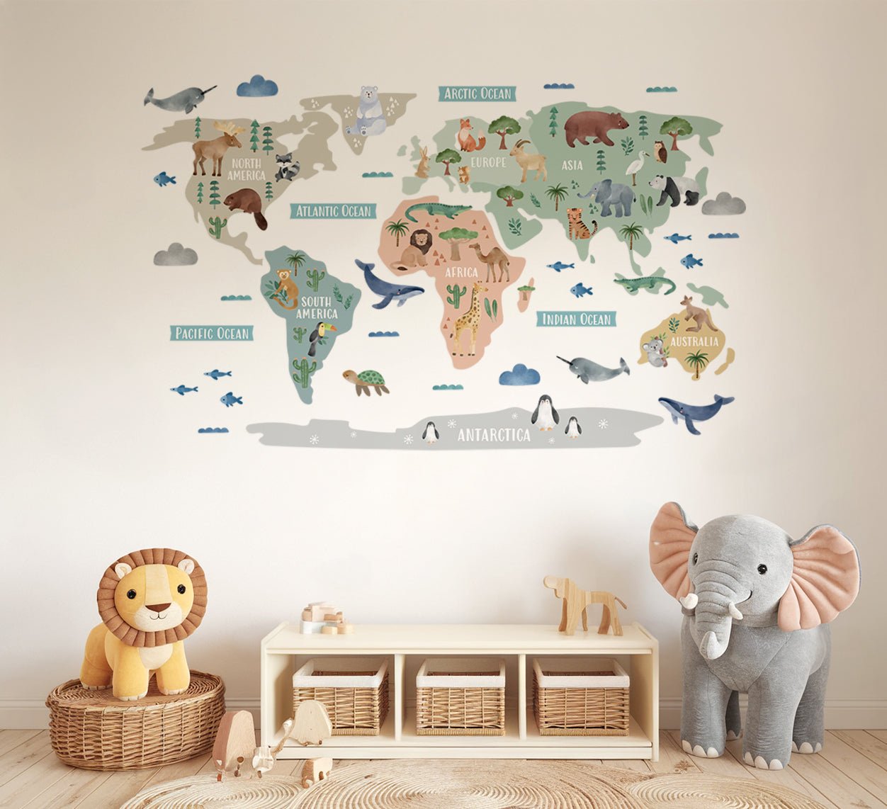 Animal World Map Nursery Wall Sticker - Nursery Stickers