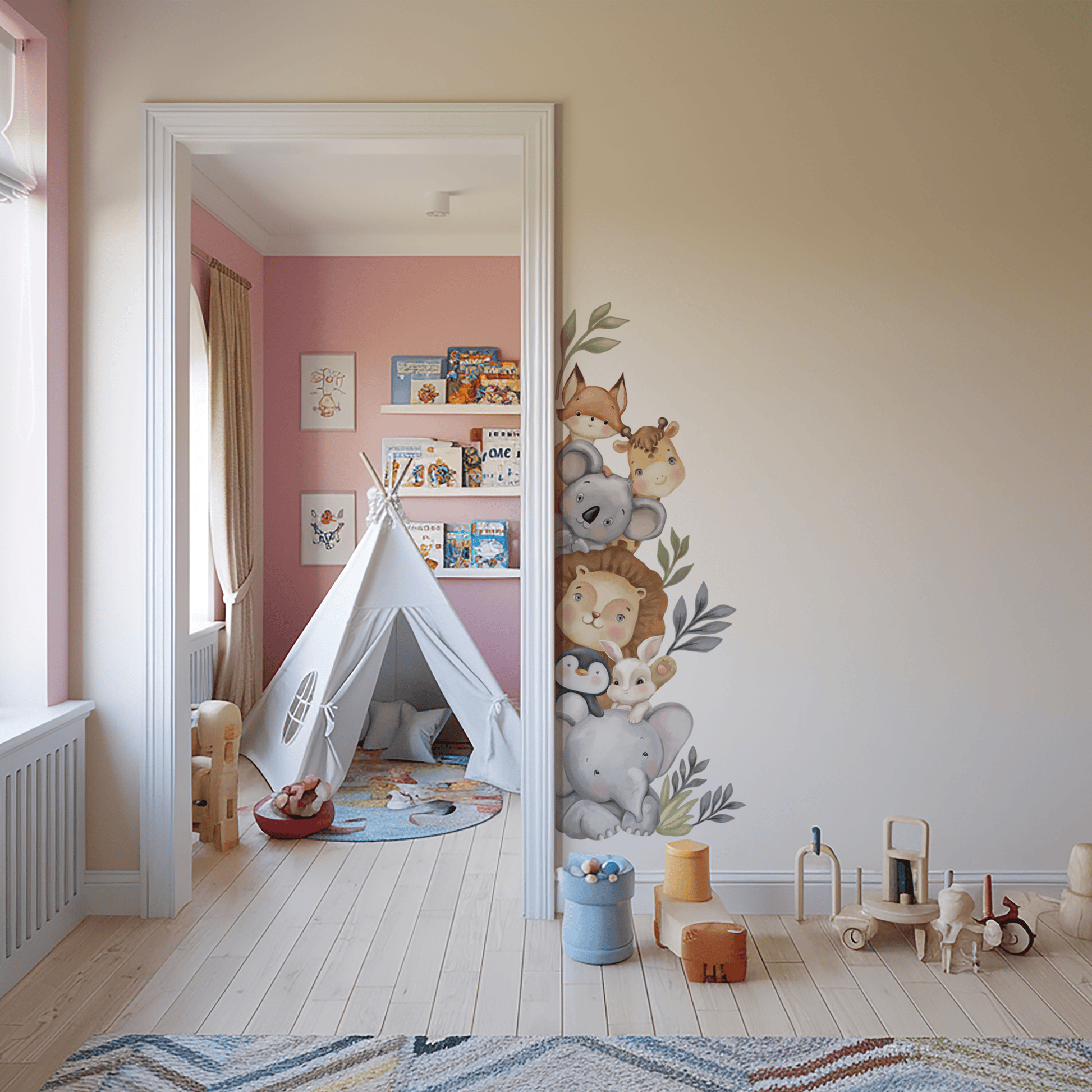 Peeking Animal Jungle Nursery Wall Stickers - Nursery Stickers