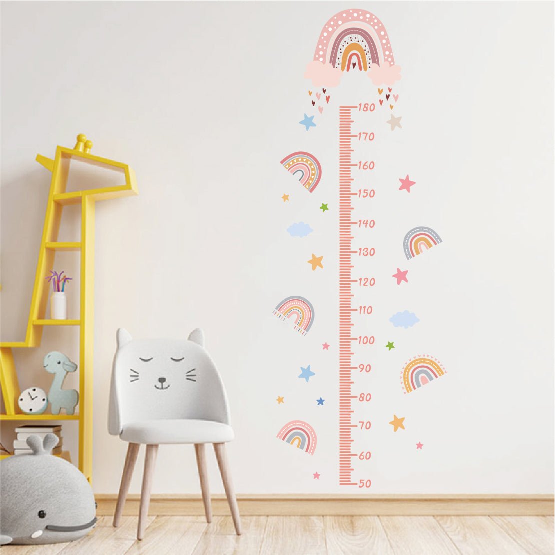 Height Chart Wall Sticker - Rainbow & Clouds - Nursery Stickers