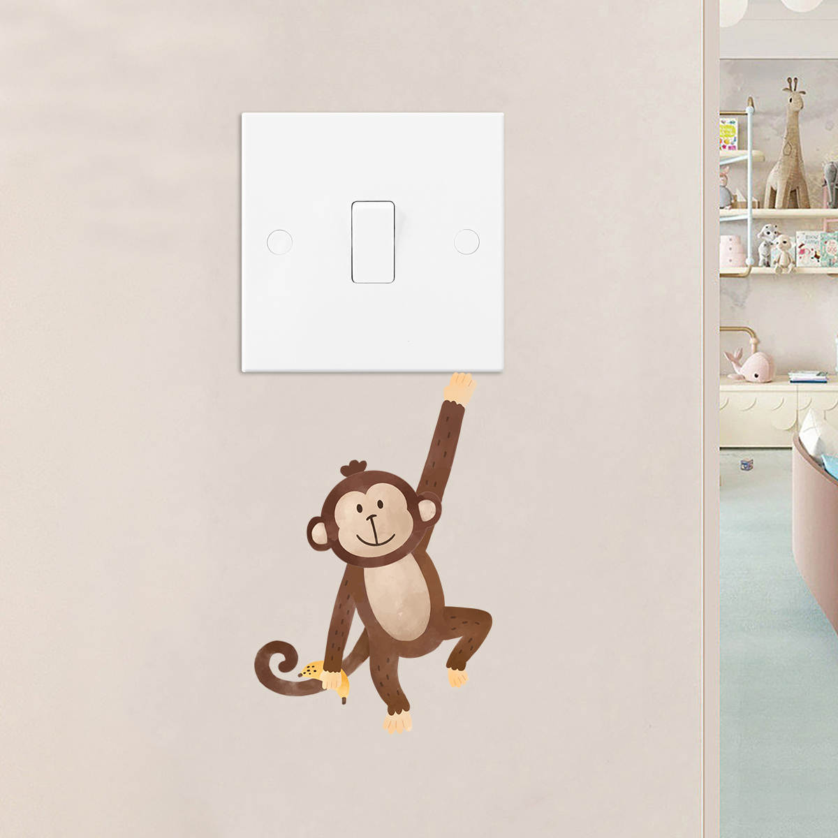 NEW Hanging Monkey Light Switch Wall Sticker