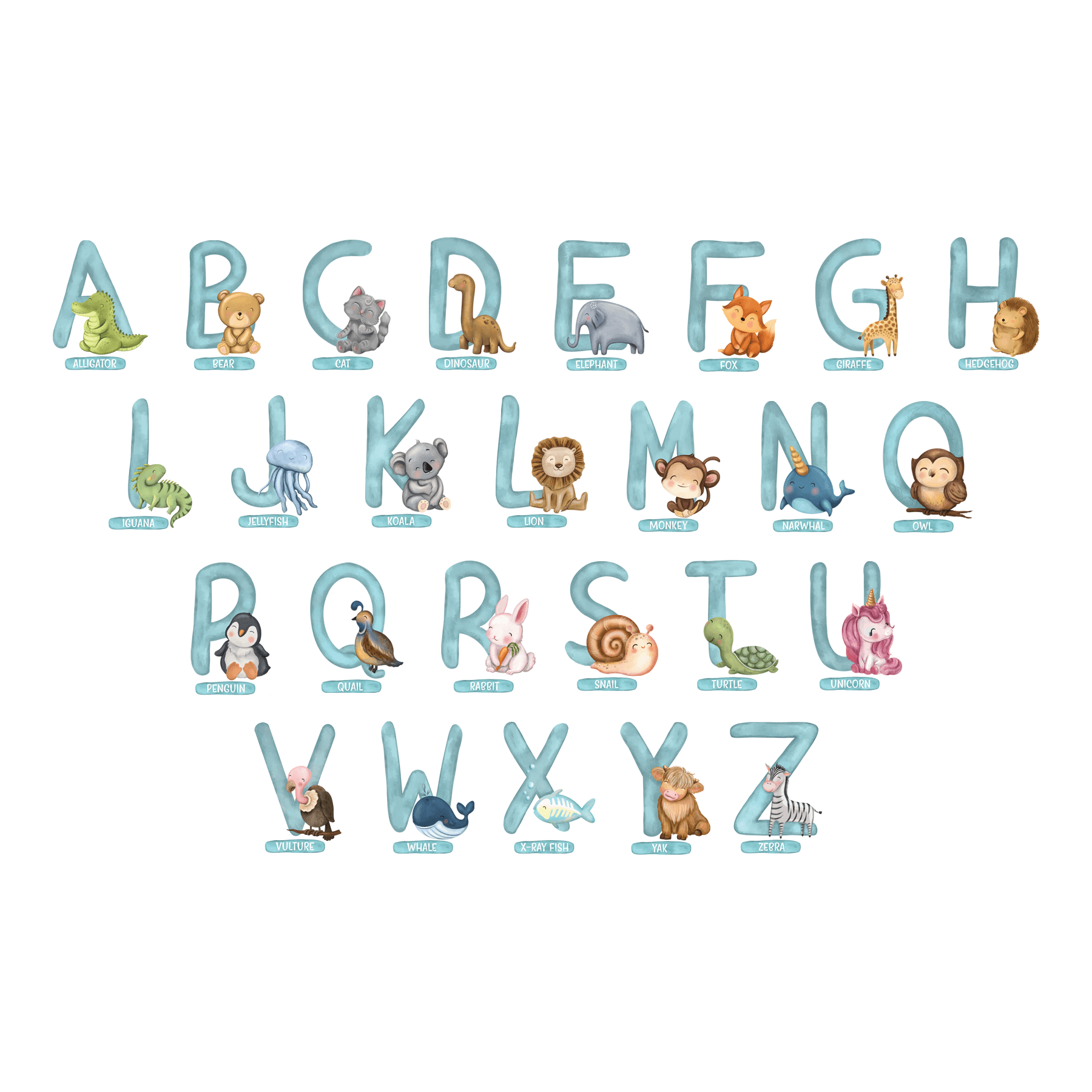 NEW Animal Alphabet Nursery Wall Stickers - Nursery Stickers