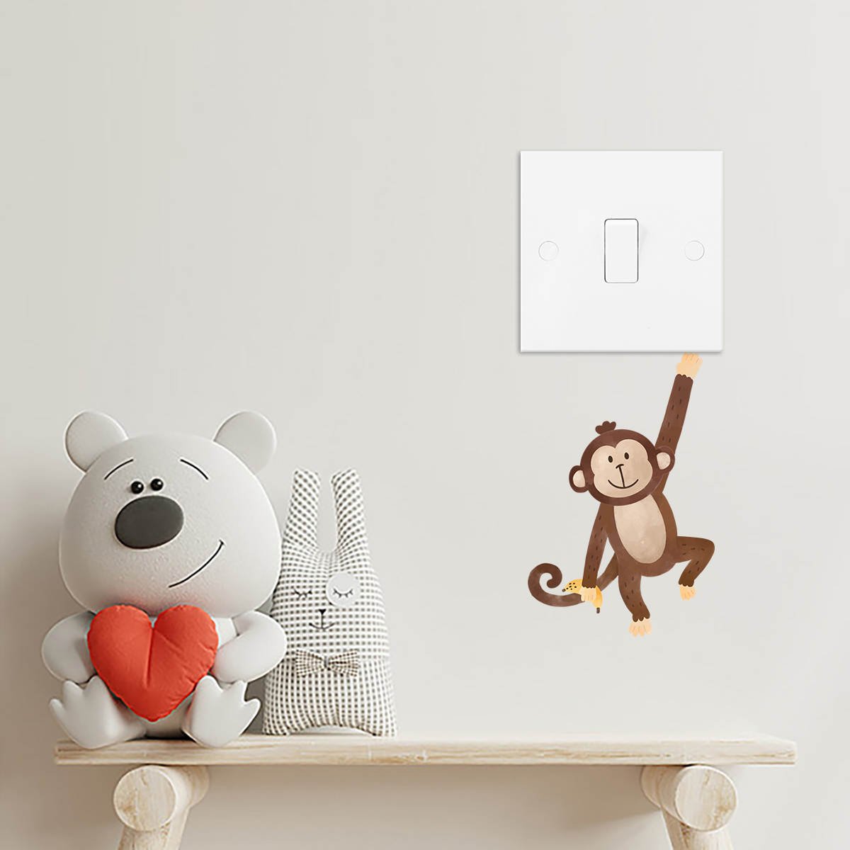 Hanging Monkey Light Switch Wall Sticker - Nursery Stickers