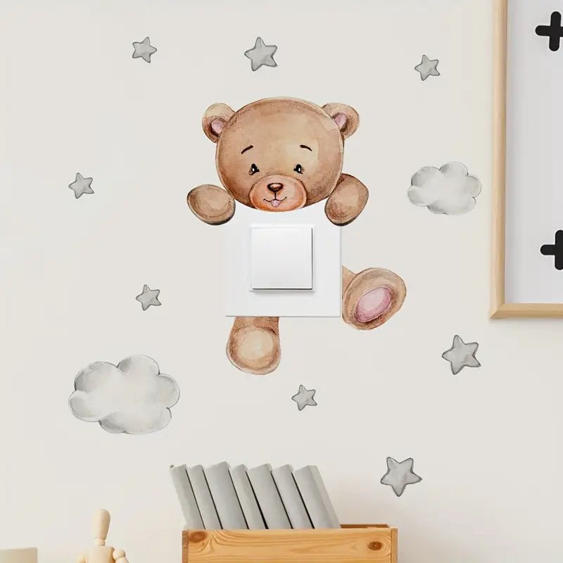 Teddy Bear Light Switch Wall Sticker - Nursery Stickers