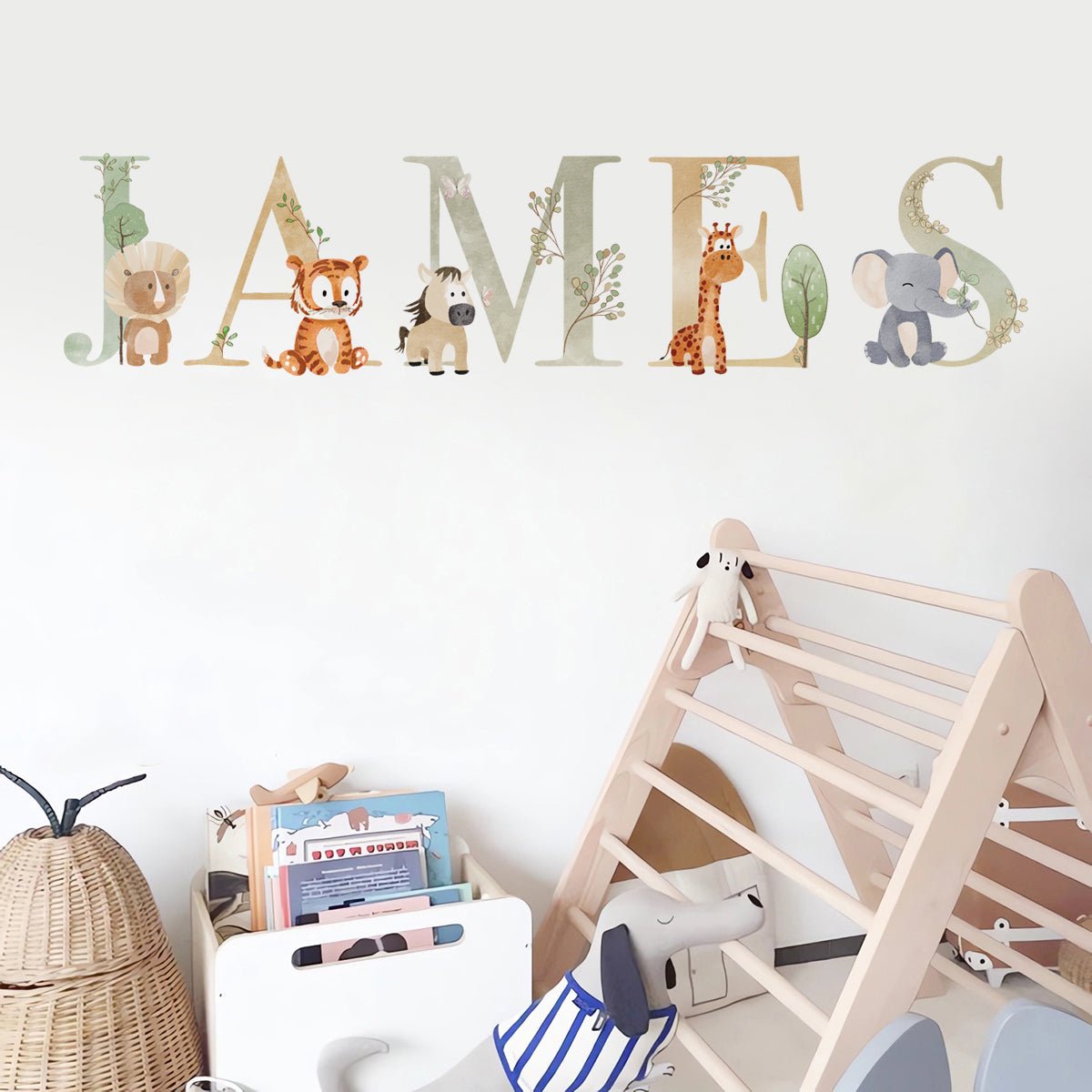 Safari Alphabet Personalised Names Nursery Wall Stickers - WOVEN FABRIC - Nursery Stickers