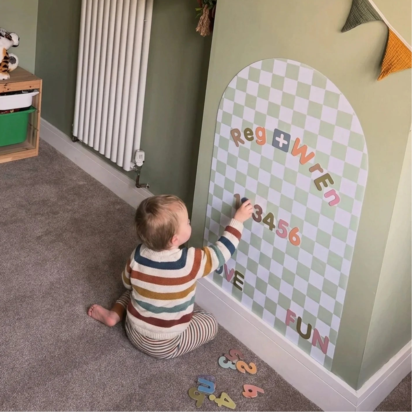 Removable Check Magnetic Arch Chalk Board Wall Sticker