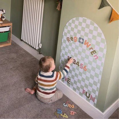 Removable Check Magnetic Arch Chalk Board Wall Sticker