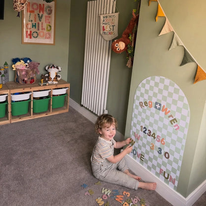 Removable Check Magnetic Arch Chalk Board Wall Sticker