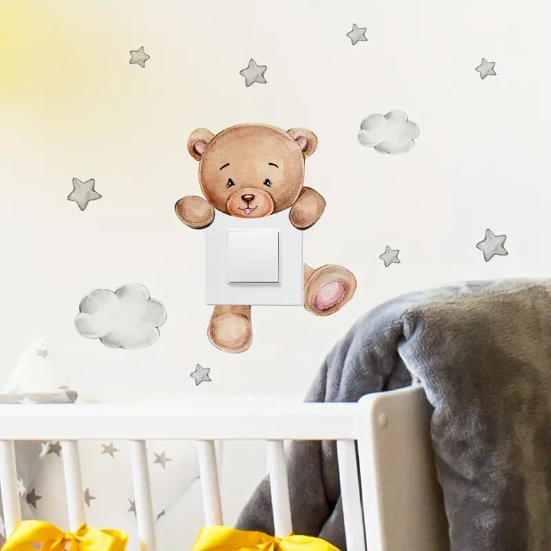 Teddy Bear Light Switch Wall Sticker - Nursery Stickers