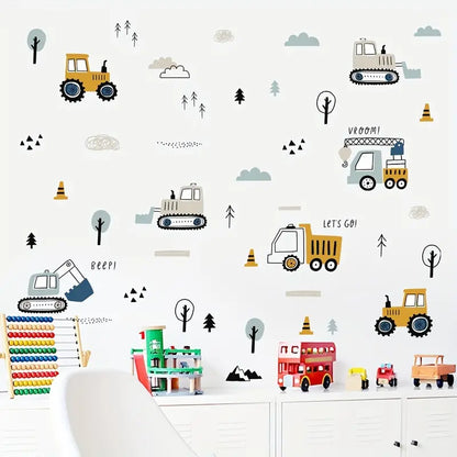 Truck, Tractor and Digger Nursery Wall Stickers